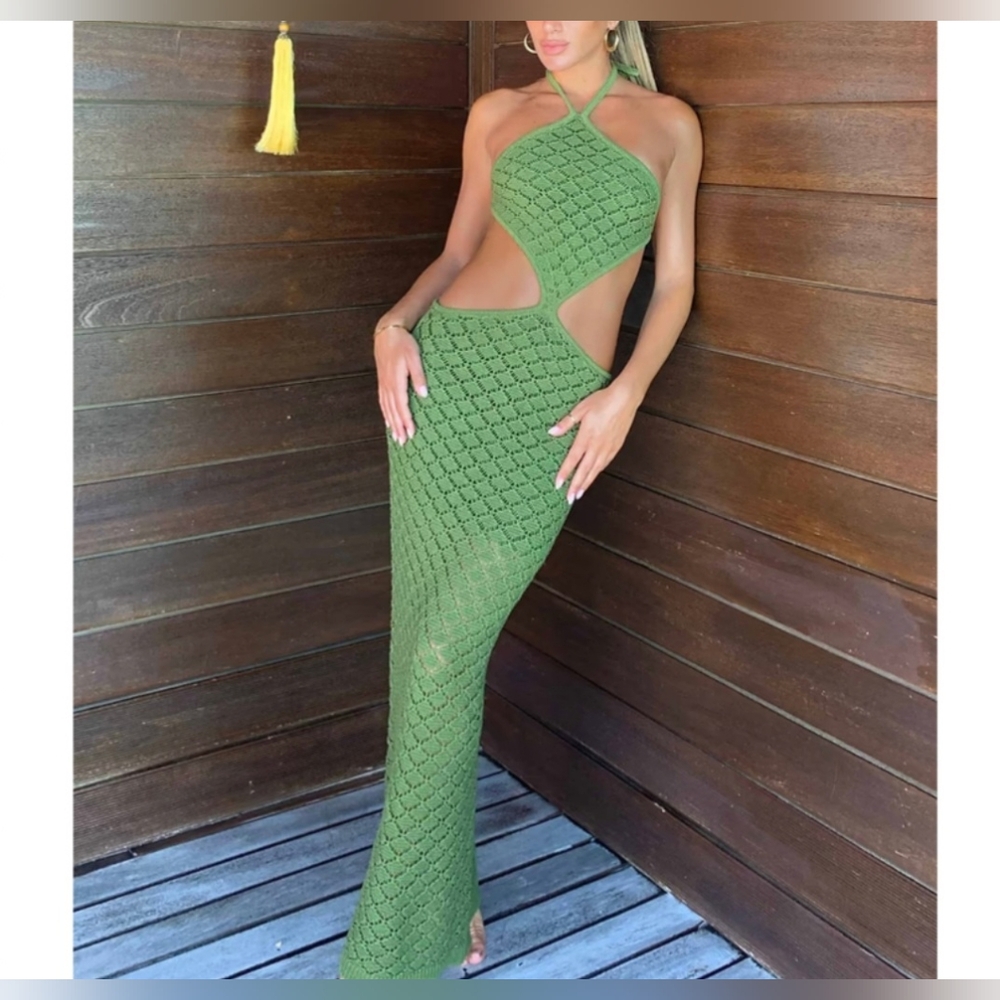 New Bananhot Diamong Dress In Olive Green Size Large